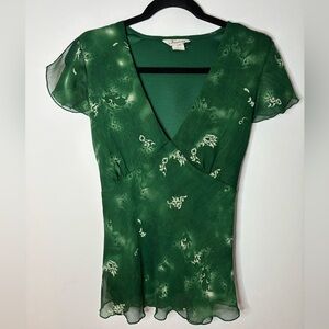 Jessica Emerald Faux Wrap Short Sleeve Blouse